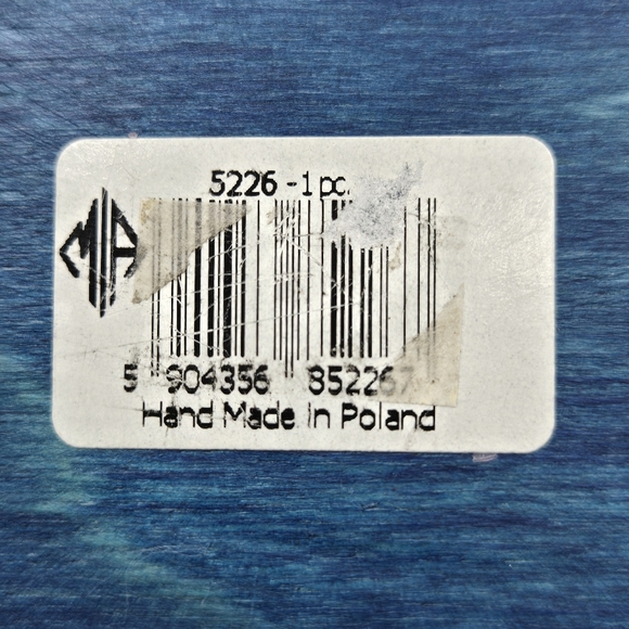 Small Hand Carved Wooden Hinged Trinket Box Flower Navy Blue, Red Velvet Poland - Picture 13 of 16